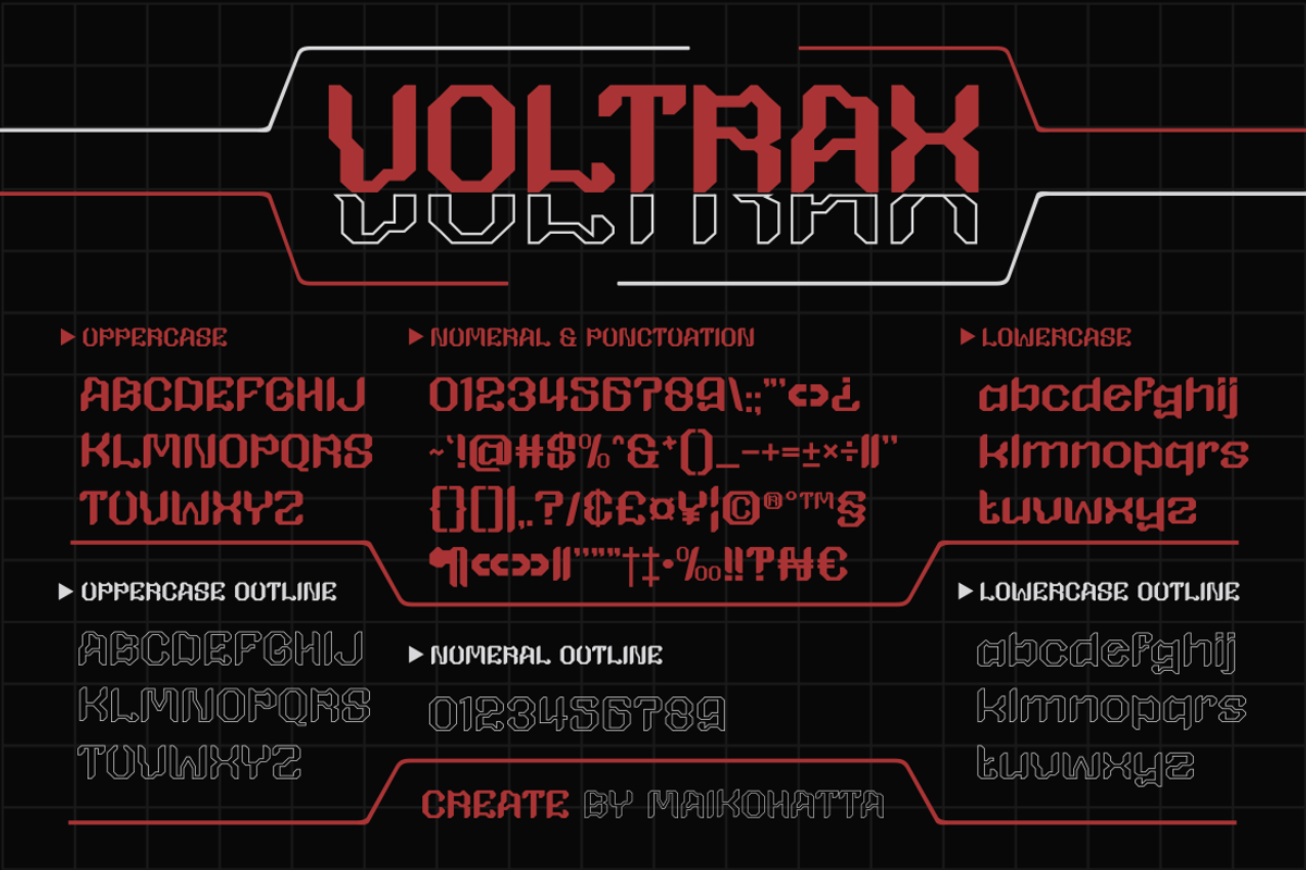 Voltrax - Modern Techno Font, a Sans Serif Font by MaikoHatta (Photo 6 of 8)