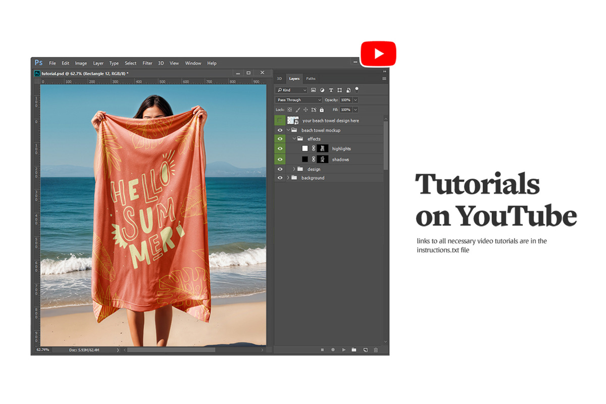 Woman Holding Beach Towel Mockup, a Product Mockup by rebrandy (Photo 7 of 7)