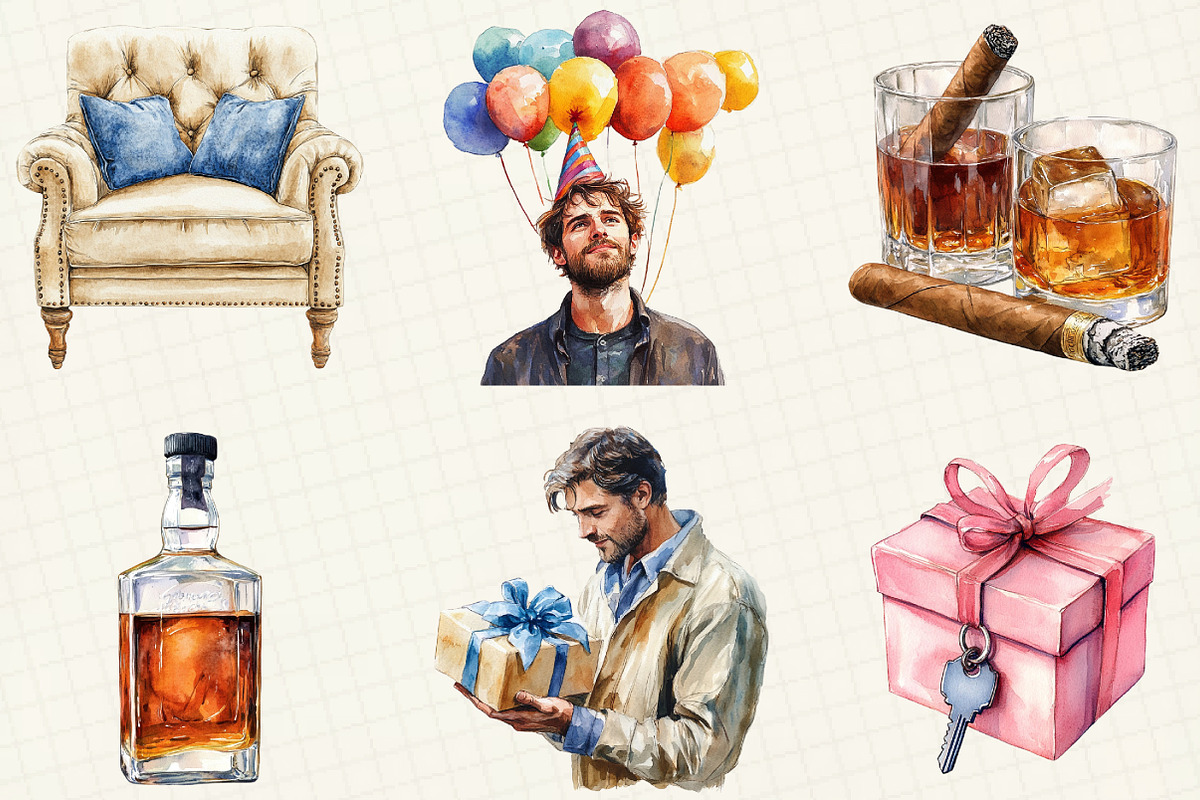 Man’s Birthday Clipart, an Illustration by OK Design (Photo 5 of 5)