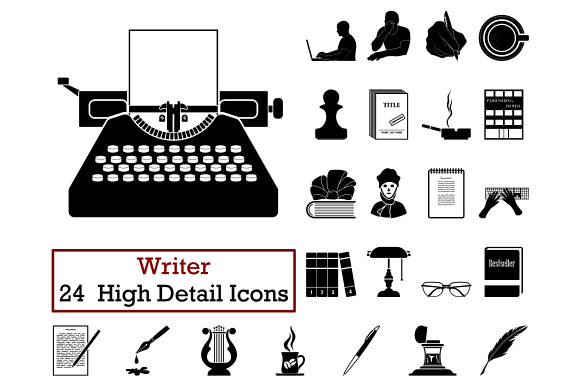 Set Of 24 Writer Icons