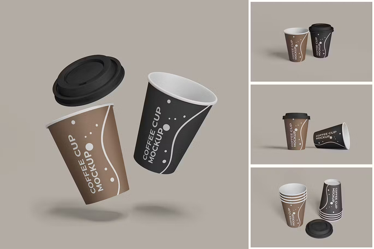Paper Coffee Cup Mockup Set, a Cups & Container Mockup by GearShift (Photo 1 of 5)
