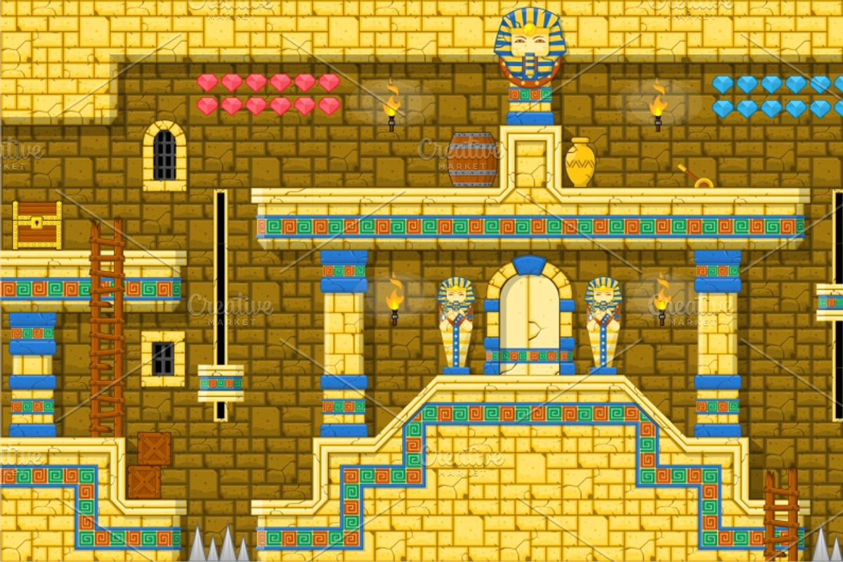 Platformer Game Tile Set 10, an Illustration by pzUH (Photo 2 of 5)