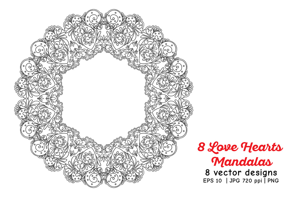 Love Hearts Mandala, a Decorative Illustration by Elen-Lane (Photo 6 of 6)