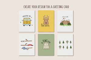 Cute Camping Doodles Vector Graphics