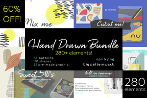 Hand drawn patterns bundle.