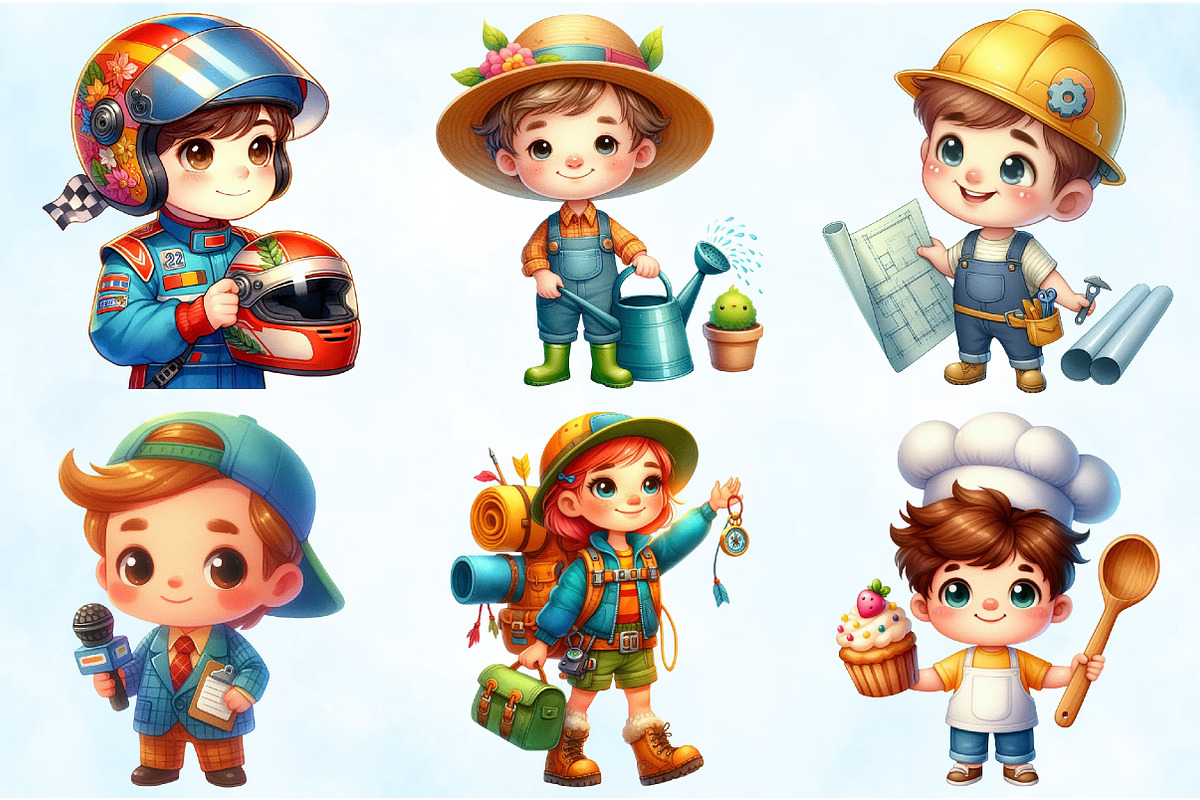 Dream Jobs Kids Clipart Bundle, an Illustration by Craft Nest (Photo 5 of 9)