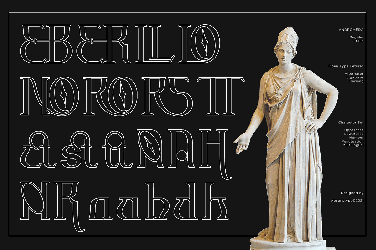 Andromeda Unique Display Typeface, a Serif Font by Absonstype (Photo 6 of 11)