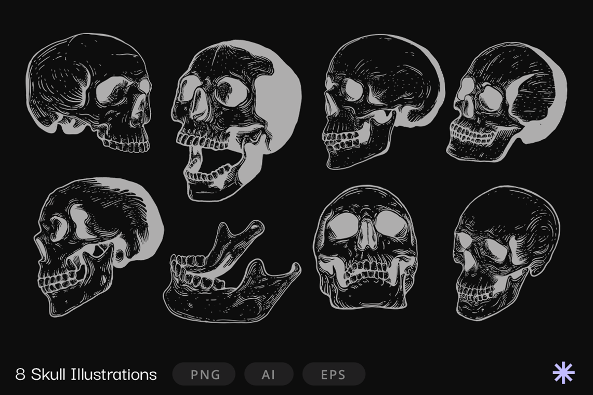 Vector Skulls | Illustration set, a Texture Illustration by GRPXSTORE (Photo 1 of 3)
