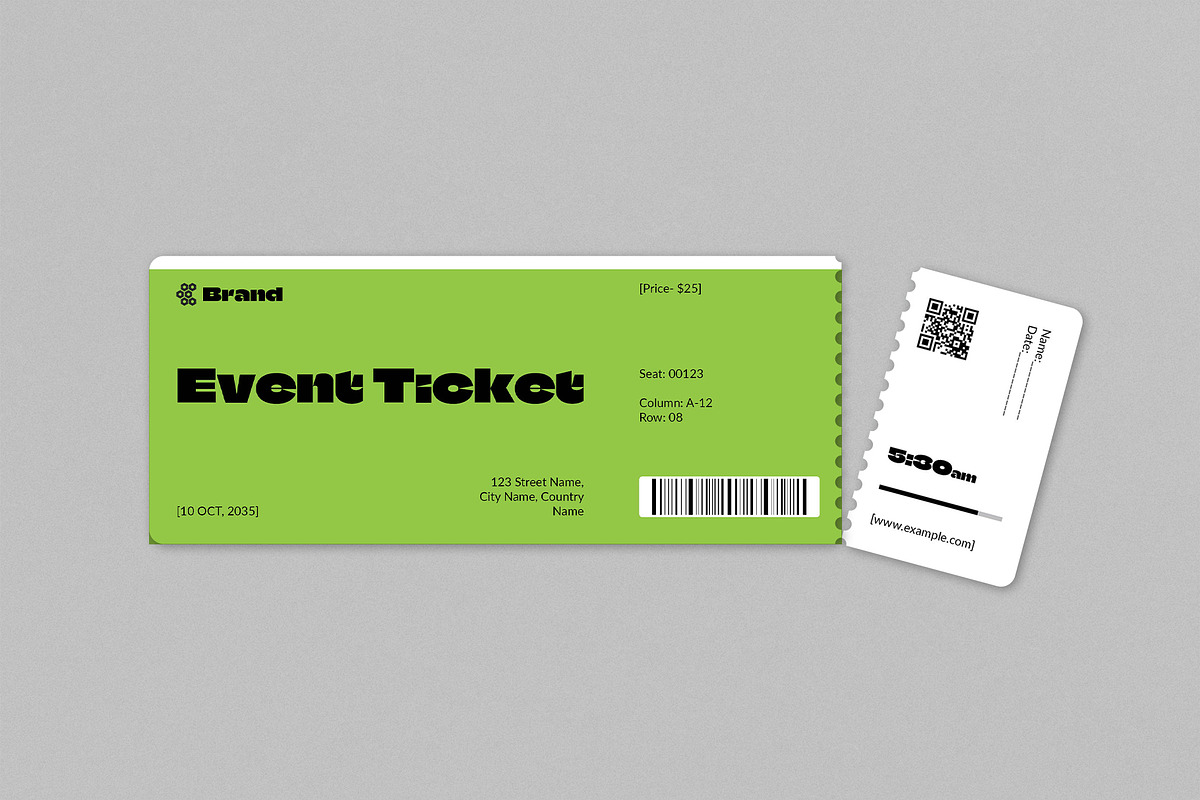 Event Ticket Layout Design Template, a Stationery Template by DesignCrest (Photo 9 of 11)
