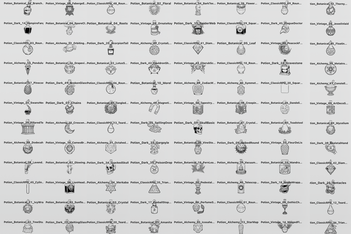 Potion & Poison Bottles Stamps, a Brush Add-On by Selentaori Studio (Photo 2 of 12)