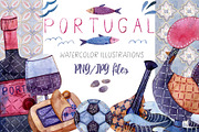 Watercolor clipart Portugal, an Illustration by Vikeriya (Thumbnail 1 of 3)