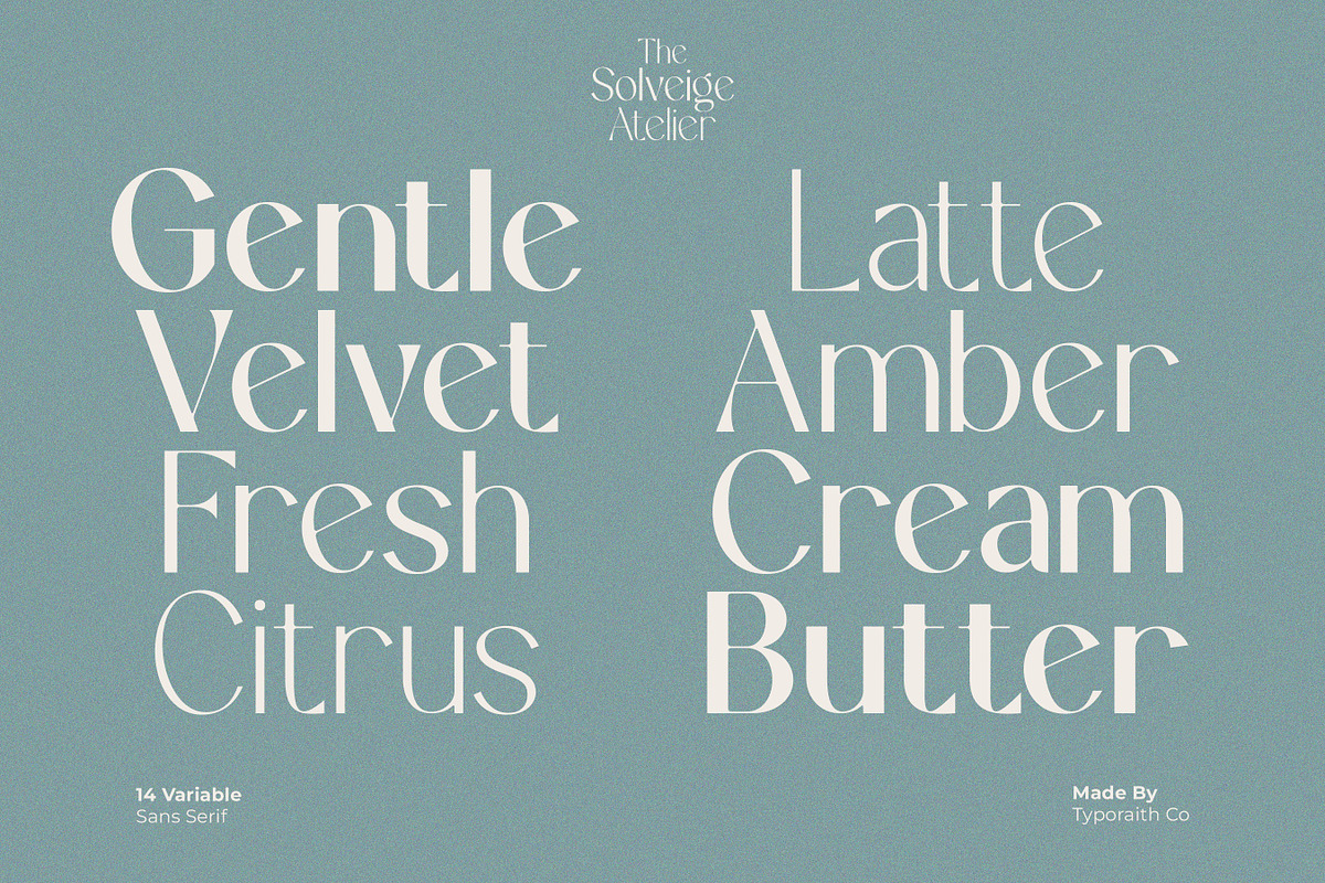The Solveige Atelier Font Family, a Sans Serif Font by Typoraith Co (Photo 6 of 12)