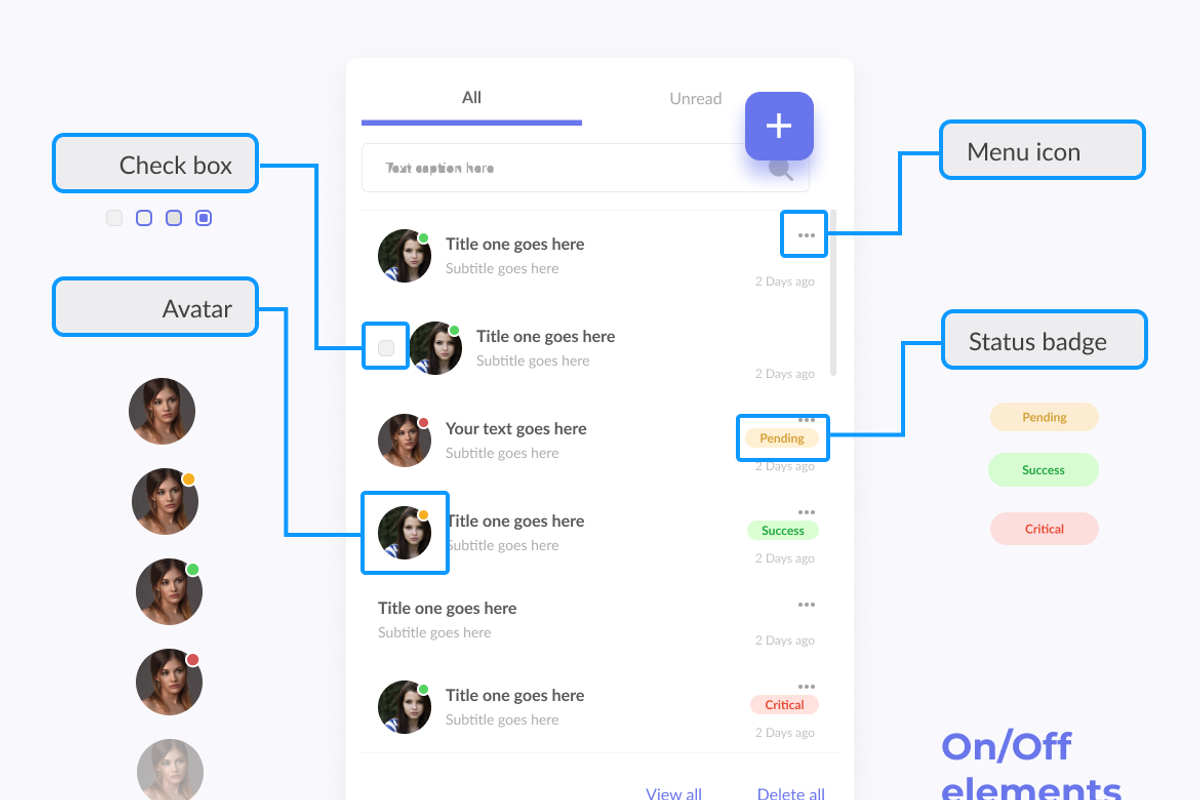 List item UI component and widgets, an UI Kit Template by anchor_point_heshan (Photo 3 of 3)