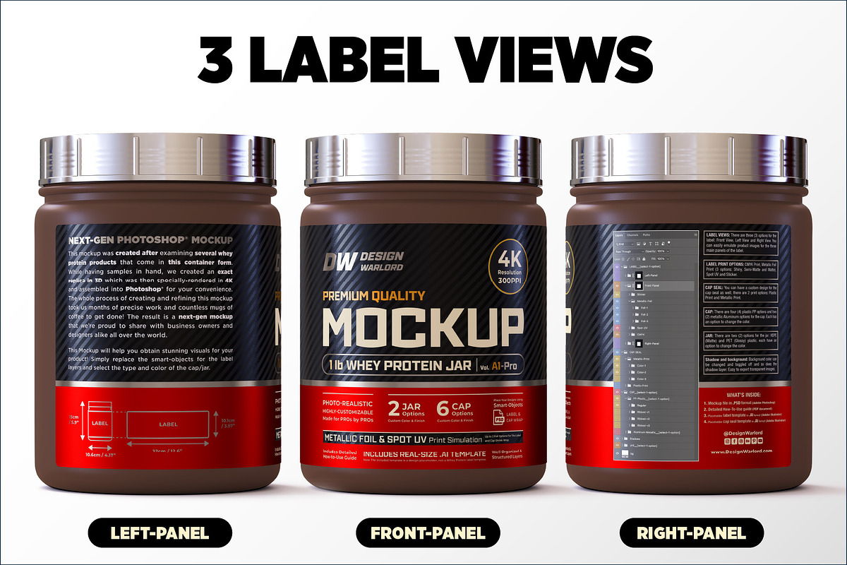 1lb Whey Protein Jar Mockup A1-Pro, a Packaging Mockup by Design Warlord (Photo 6 of 16)