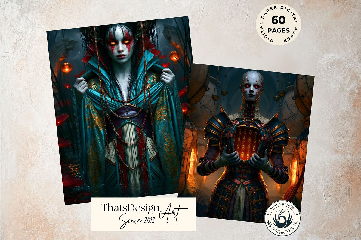 Harvest Ritual Horror Digital Paper, a Seasonal Illustration by ThatsDesignArt (Photo 8 of 15)