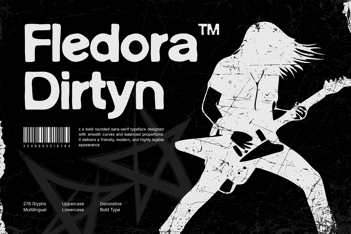 Fledora Dirty – Bold Rounded Grunge, a Sans Serif Font by MaikoHatta (Photo 1 of 8)
