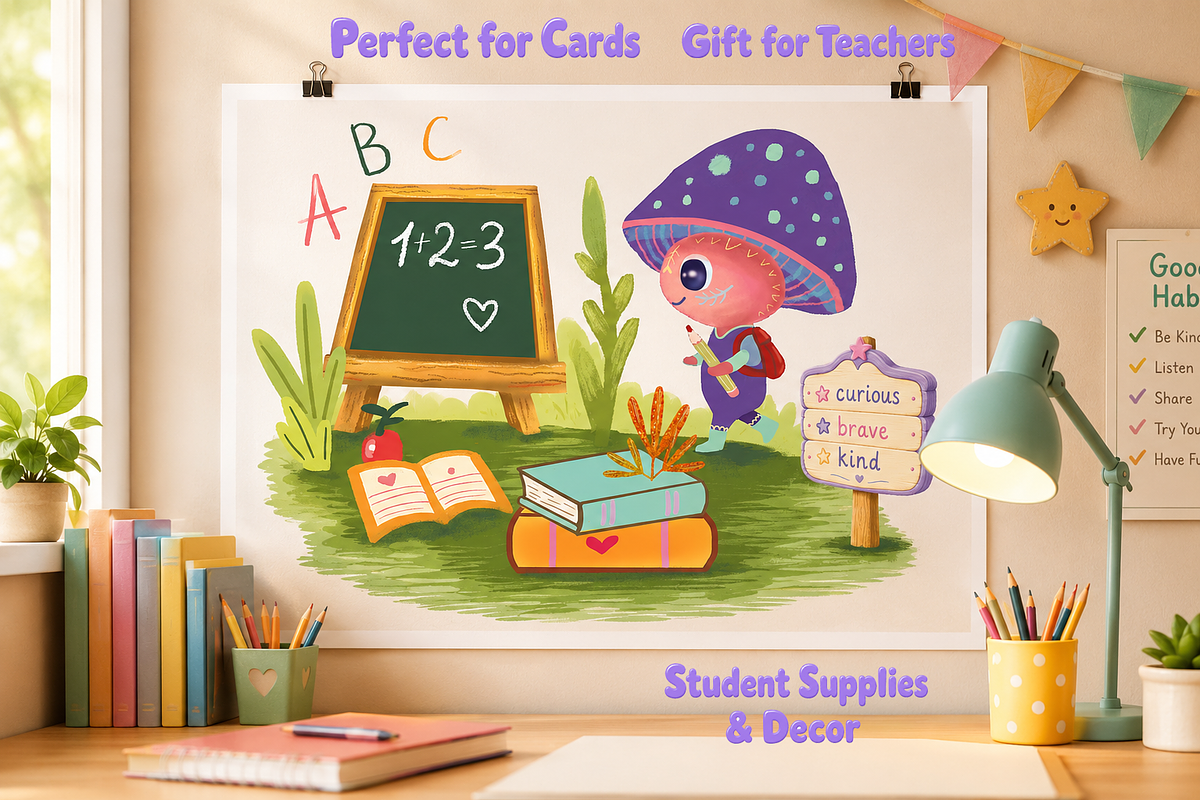 Back to School Mushroom Clipart, an Education Illustration by FaliushViktoriaArtist (Photo 6 of 8)