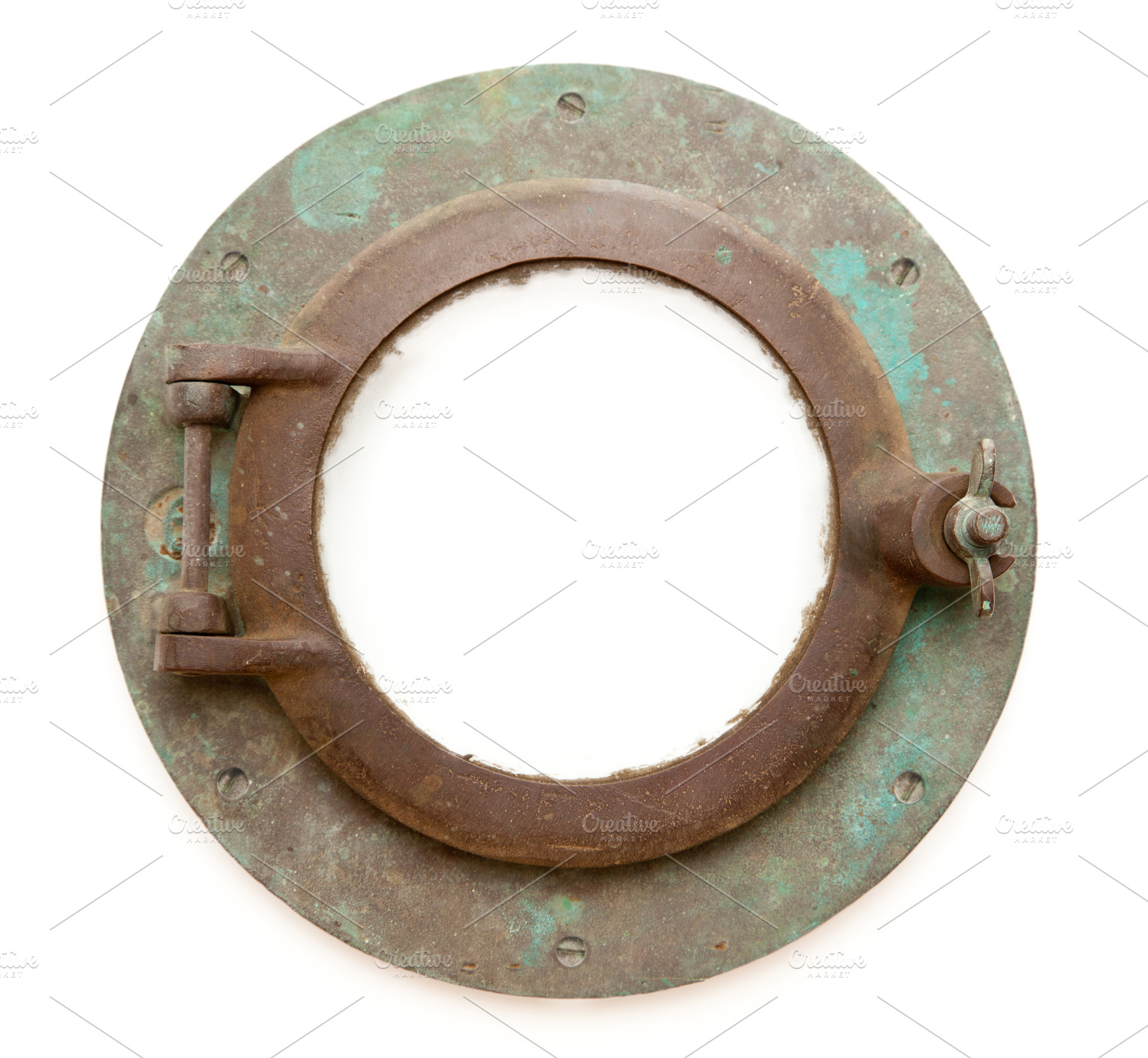 Aged Antique Ship Porthole Isolated, an Abstract Photo by Andy Dean Photography