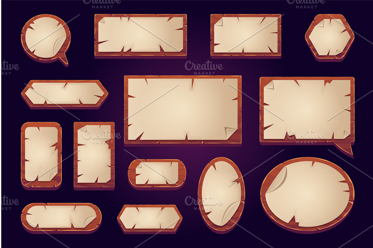 Wood paper ui. Wooden board with old, an Object Illustration by Stock-Smart-Start