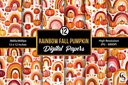 Fall Rainbow & Pumpkin Digital Paper, a Pattern Graphic by Creative Store (Thumbnail 1 of 5)