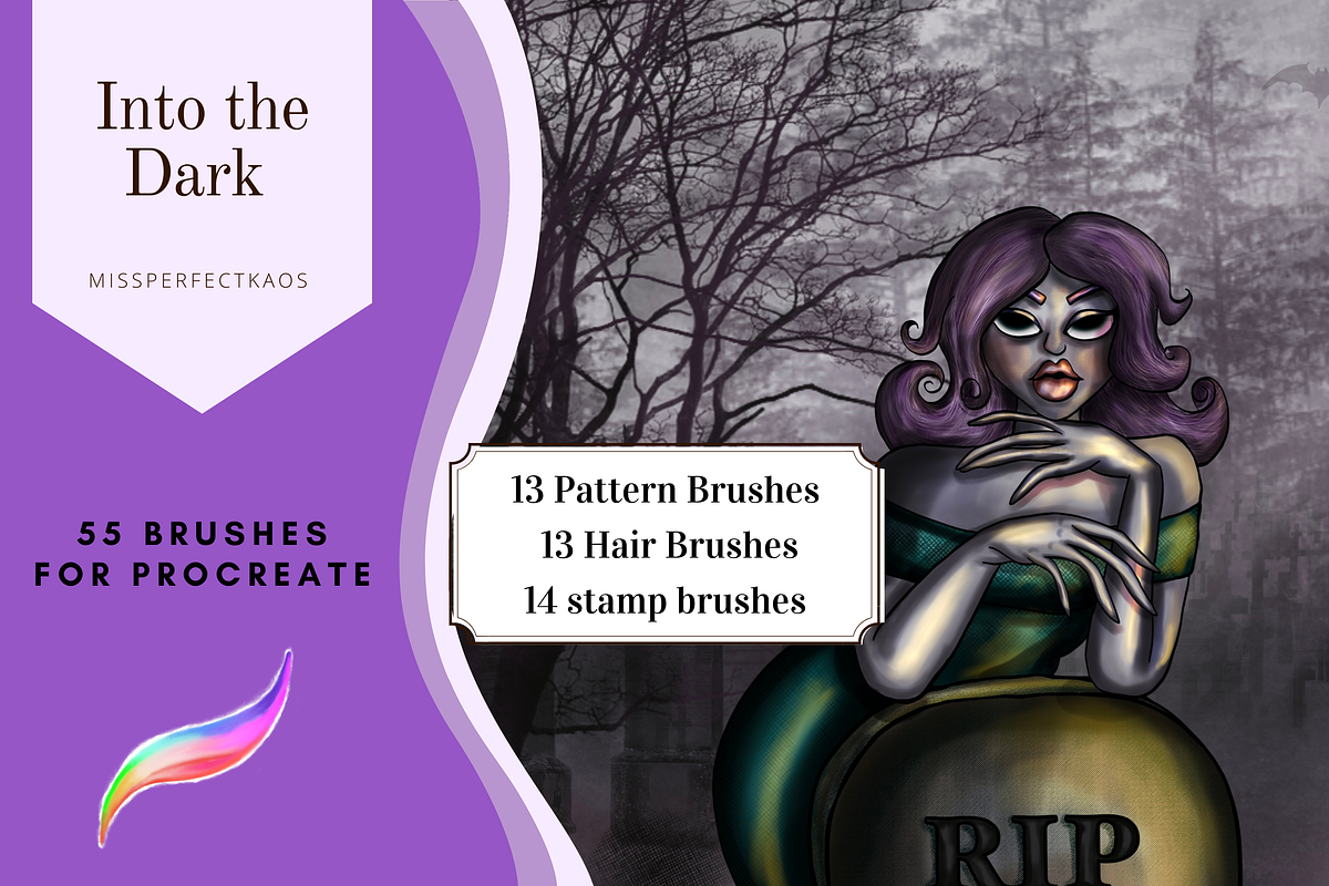 Into the Dark - 55 Procreate Brushes, a Brush Add-On by MissPerfectKaos (Photo 4 of 7)