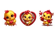 Whimsical Valentine Chicken Clipart, an Illustration by Dream Creation (Thumbnail 6 of 6)