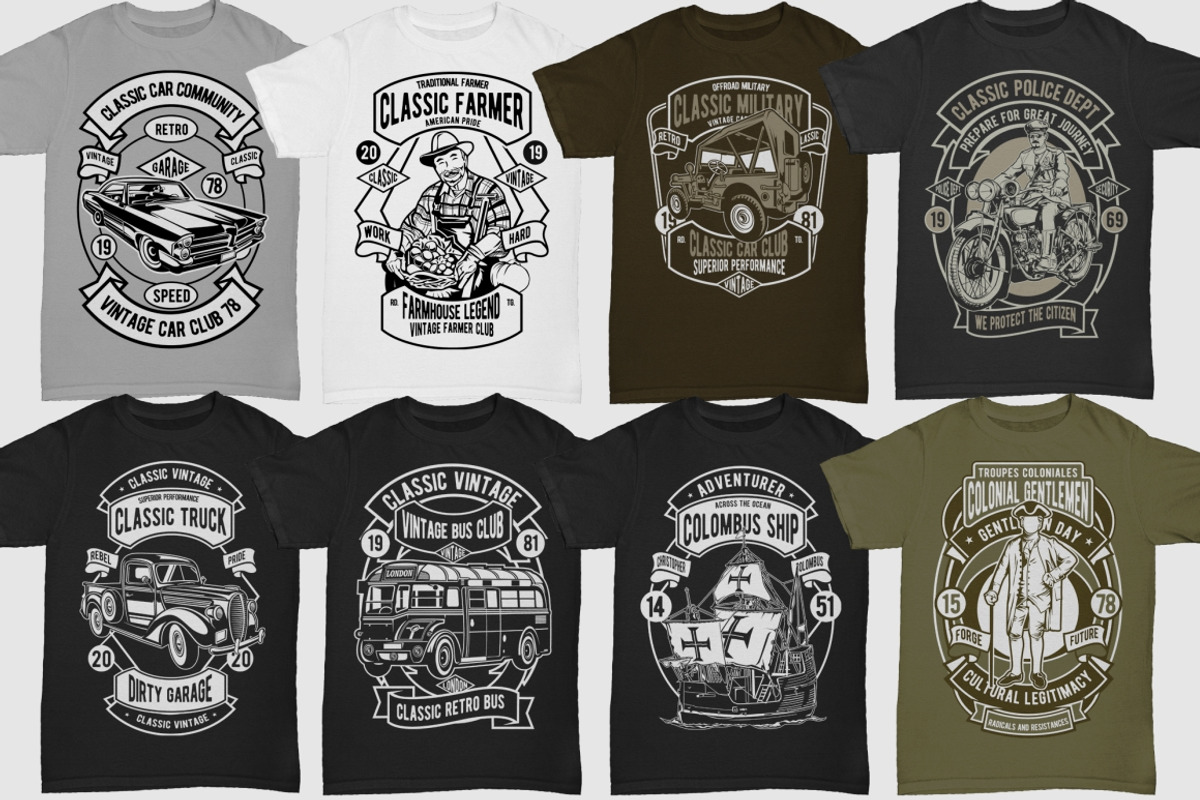 250 Retro Tshirt Designs Bundle #4, an Illustration by roach_graphic (Photo 9 of 34)