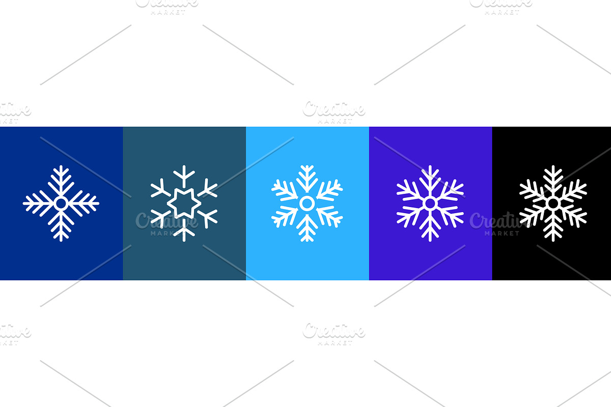 White snowflake icons. Vector flat, an Object Illustration by GraphiShop