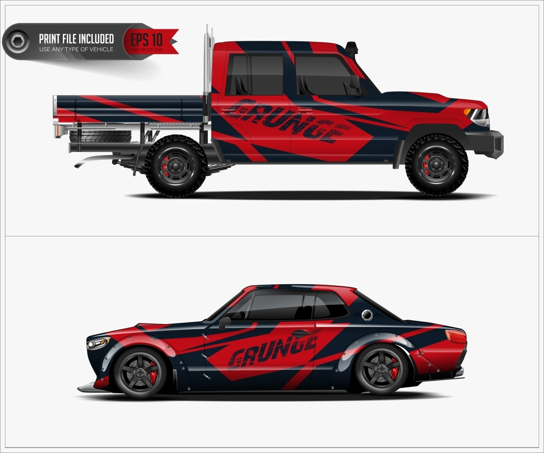 car wrap illustration Black vintage, a Transportation Illustration by ...