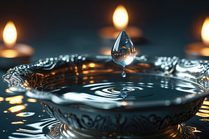 Hovering single water droplet, an Illustration by wavebreak