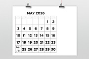 2026 Large Number 8.5x11 Calendar, a Stationery Template by Running With Foxes (Thumbnail 2 of 5)