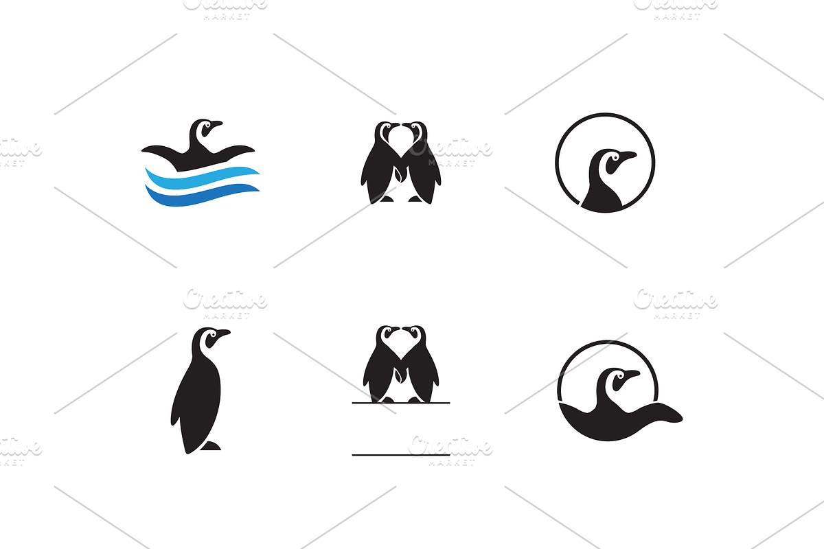 beauty penguin ice bird icon set, a Solid Icon by devastd
