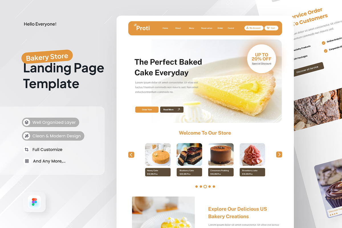 Proti - Bakery Shop Landing Page, a Landing Page Template by SquidPixey (Photo 1 of 5)