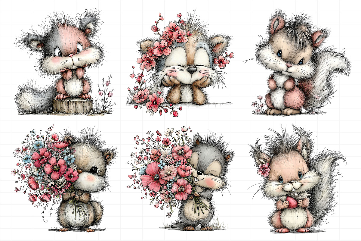 Watercolor Spring Squirrel Clipart, an Illustration by Daily.Designs (Photo 8 of 8)