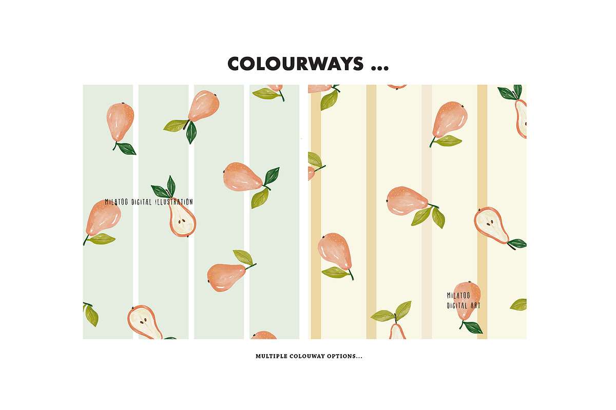 Pear Gingham Stripes Summer pattern, a Pattern Graphic by Milatoo (Photo 3 of 4)