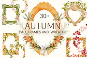 Watercolor Frames Autumn Clipart, an Object Illustration by Pattern + watercolor (Thumbnail 1 of 10)