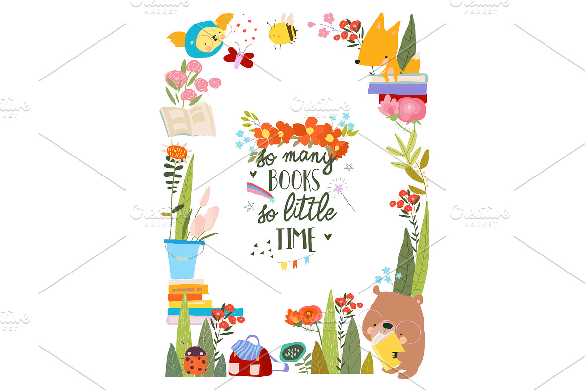Cute Floral Frame Composed of, an Education Illustration by Maria Starus