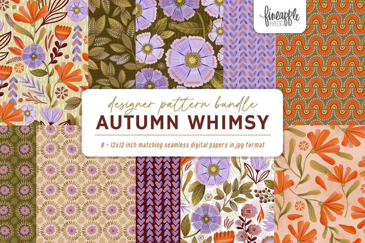 Fall Floral Seamless Patterns, a Pattern Graphic by FINEAPPLE (Photo 1 of 11)