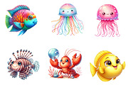 Kawaii Sea Animal Clipart, an Illustration by CreationArt (Thumbnail 2 of 5)