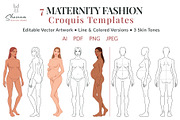 Maternity Fashion Croquis Templates, a Person Illustration by Shorena Fashion Draws (Thumbnail 1 of 12)