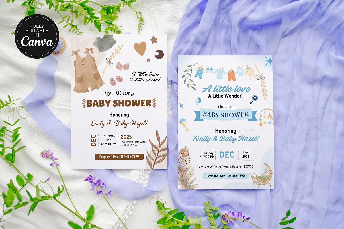Boho Baby Shower Invitation Template, a Card Template by Snapybiz (Photo 6 of 9)