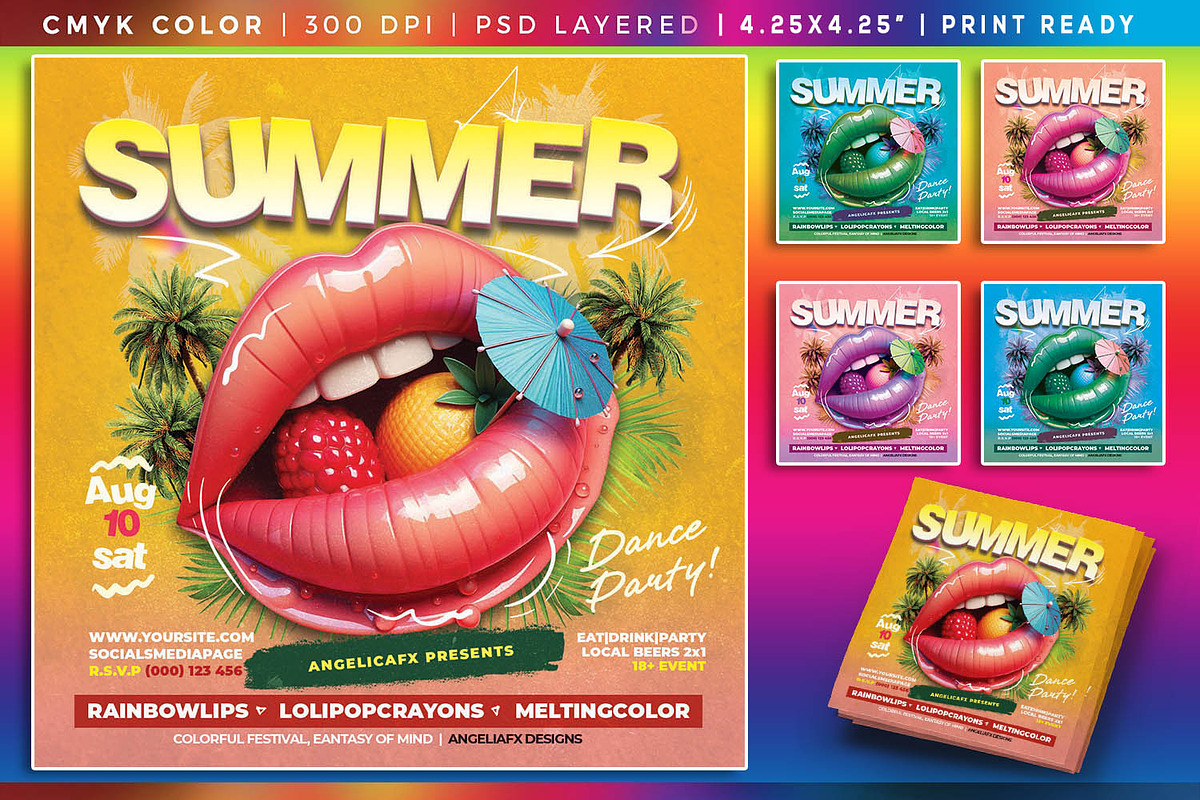 Summer Dance Party Flyer, a Flyer Template by angelicafx