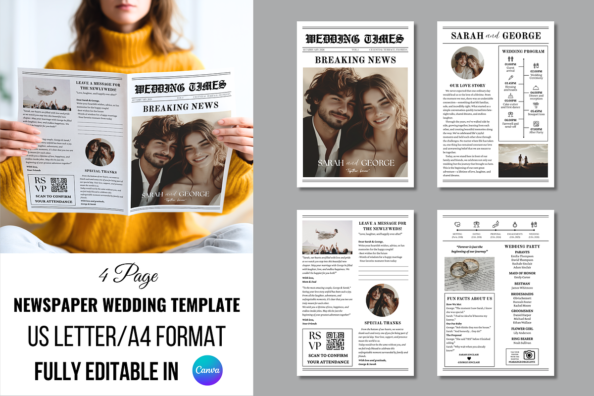 Newspaper Wedding Program, an Invitation Template by ZoloDesignHub (Photo 1 of 9)