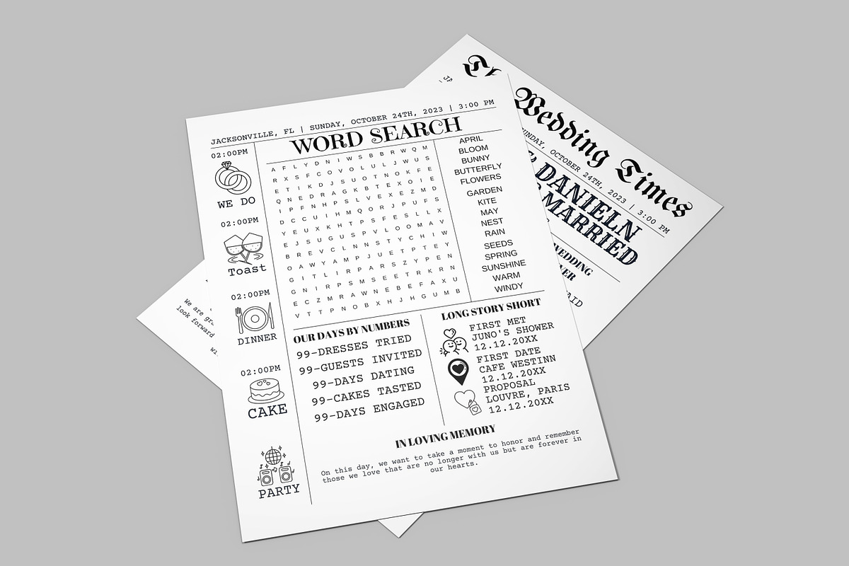 Newspaper Wedding Program, a Flyer Template by iloveTemplate (Photo 3 of 3)