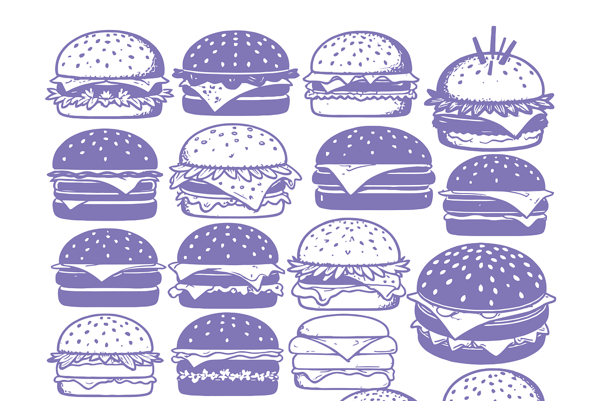 Delicious Burger Illustrations Set, a Food Illustration by CarWrap design (Photo 3 of 4)