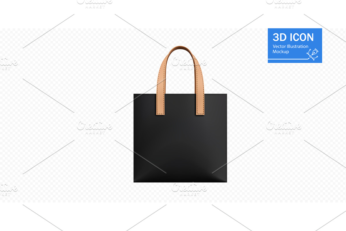 Stylish black tote bag with tan, an Object Illustration by ZinetroN