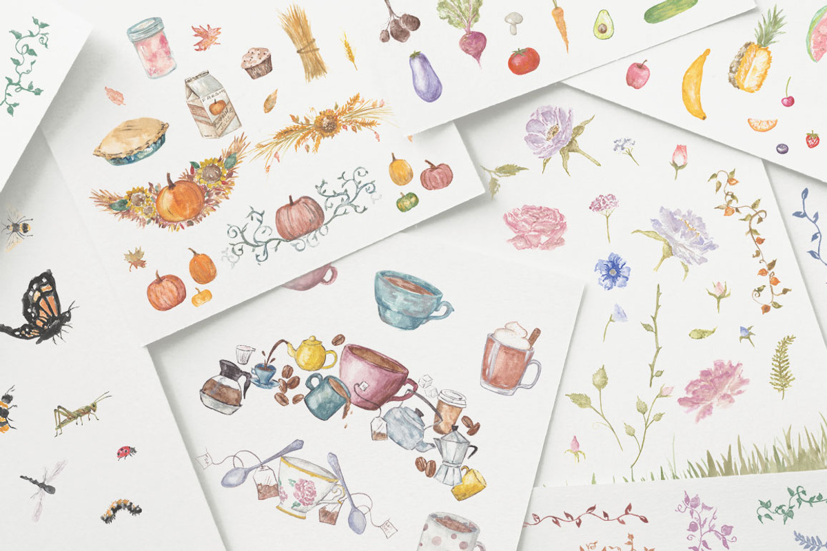 Watercolor Galore - 250+ Elements, a Decorative Illustration by Rawberry Strubarb Ink. (Photo 6 of 8)