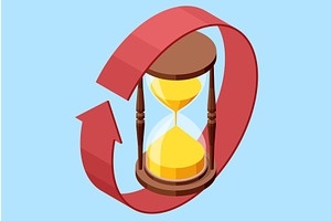 Isometric Hourglass with red arrow, a Finance Illustration by Golden Sikorka