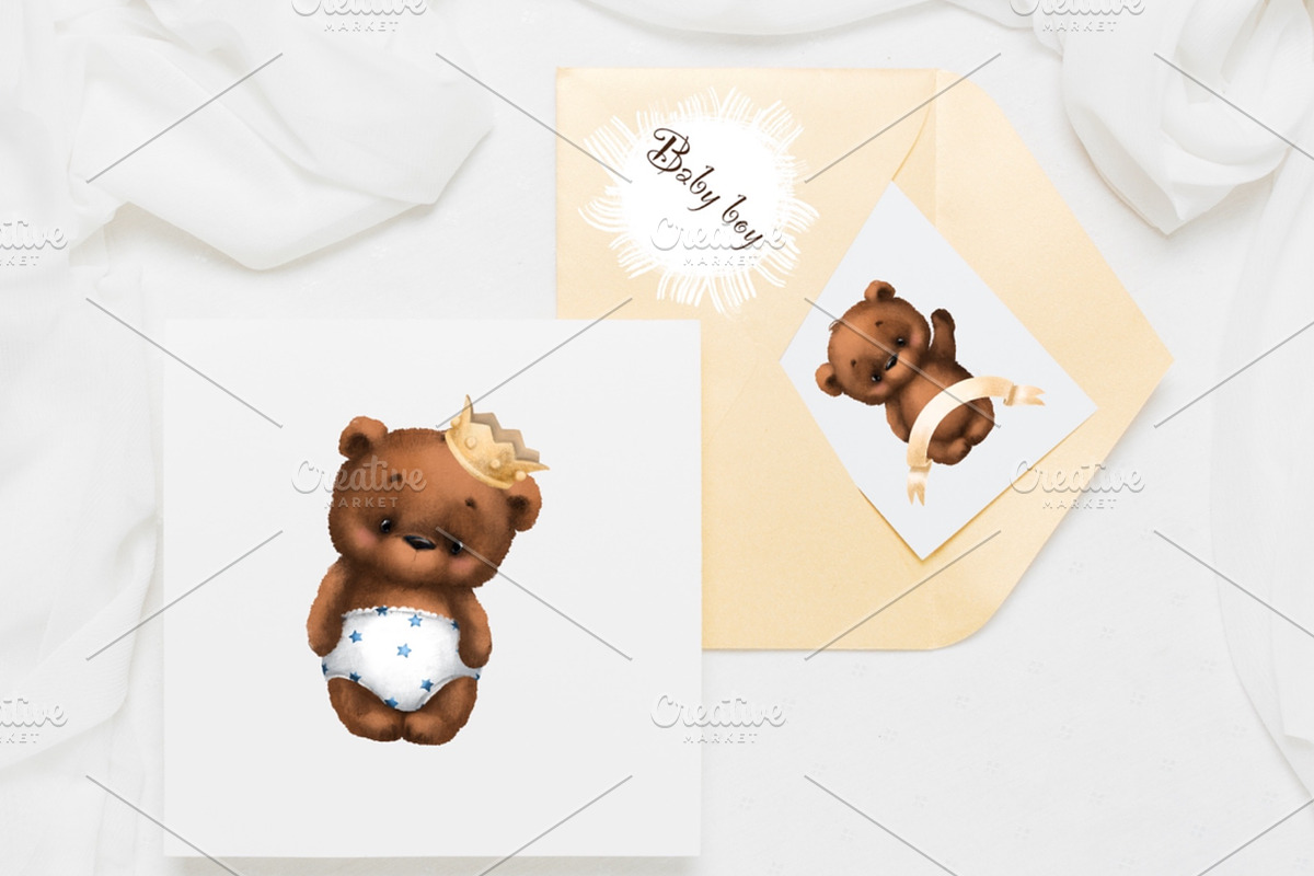 Baby boy bear. Clipart, an Animal Illustration by sheincar (Photo 4 of 4)