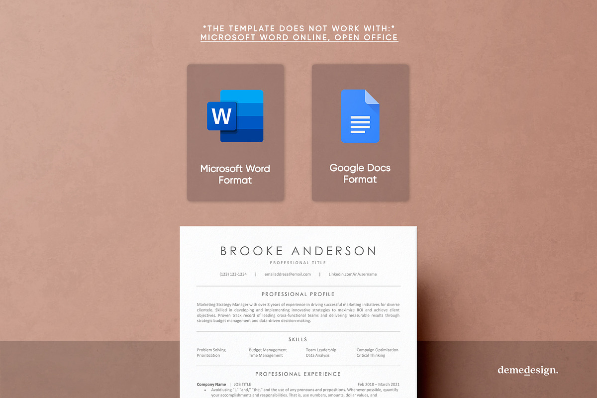 ATS Friendly Resume Template, a Resume Template by DemeDesign (Photo 6 of 9)